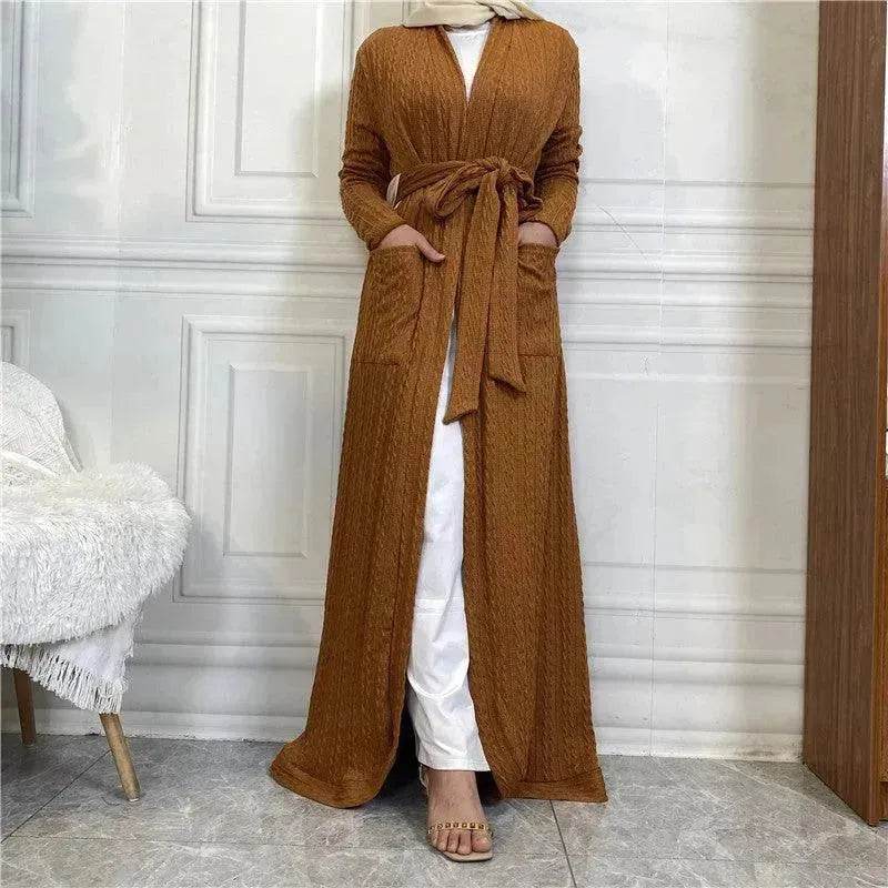 Round Edge Cardigan Sweater Arab Long Jacket - Velora