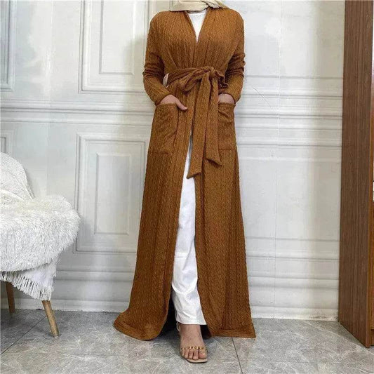 Round Edge Cardigan Sweater Arab Long Jacket - Velora