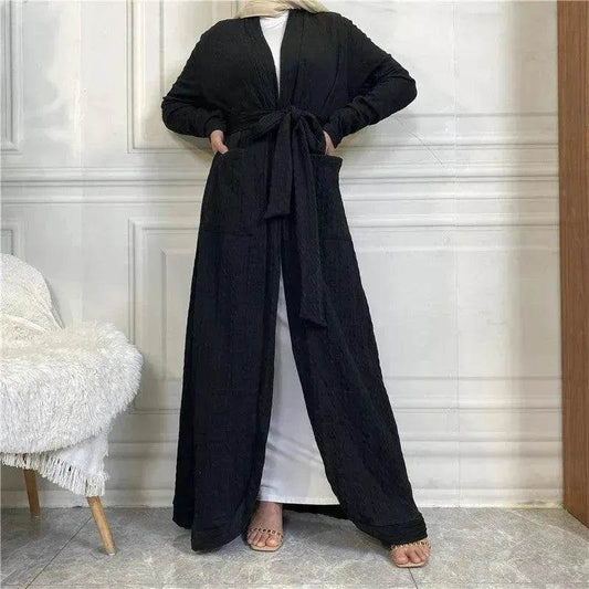 Round Edge Cardigan Sweater Arab Long Jacket - Velora