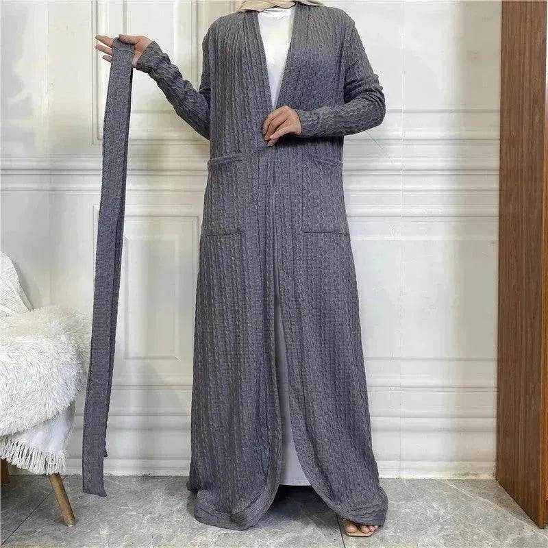 Round Edge Cardigan Sweater Arab Long Jacket - Velora
