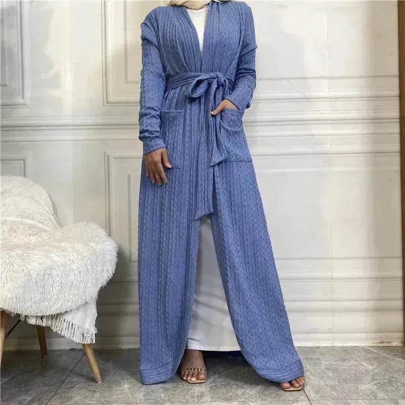 Round Edge Cardigan Sweater Arab Long Jacket - Velora