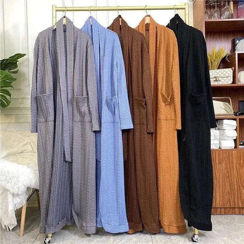 Round Edge Cardigan Sweater Arab Long Jacket - Velora