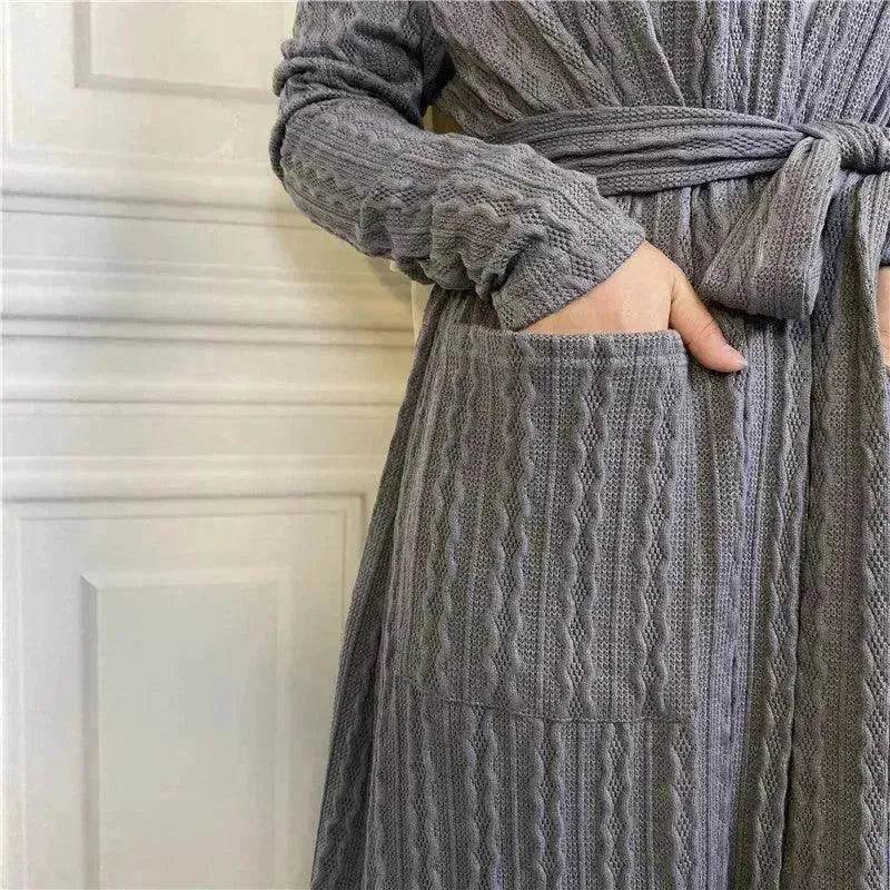 Round Edge Cardigan Sweater Arab Long Jacket - Velora