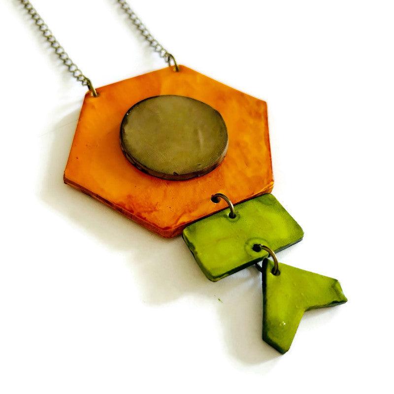 Rustic Geometric Statement Pendant Handmade - Velora Luxury Fashion