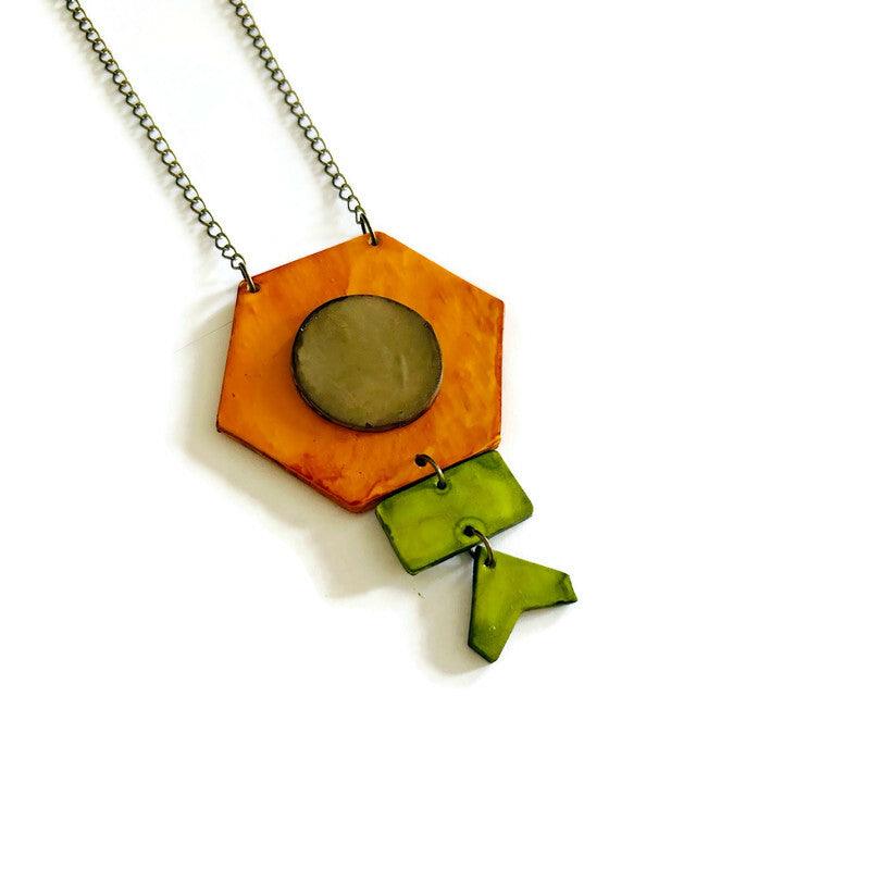 Rustic Geometric Statement Pendant Handmade - Velora Luxury Fashion