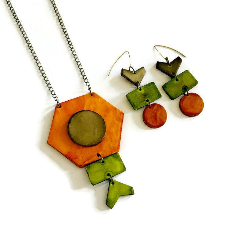 Rustic Geometric Statement Pendant Handmade - Velora Luxury Fashion