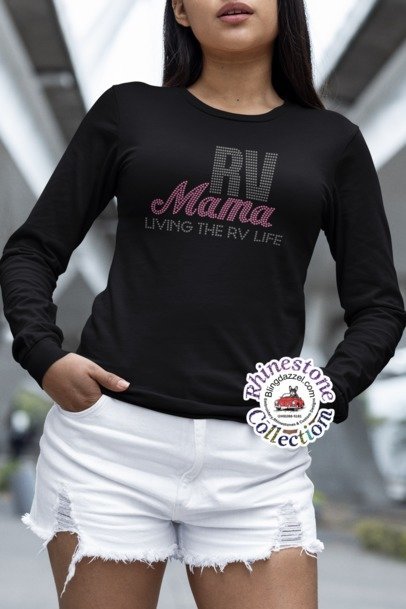 RV MAMA Rhinestone Shirt – Camping Life Sparkle Bling Tee | Blingdazzel