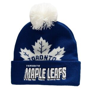 NHL MAPLE LEAFS Mitchell & Ness Puch Out Knit Hat with Pom KTPX22016TMLB - Velora