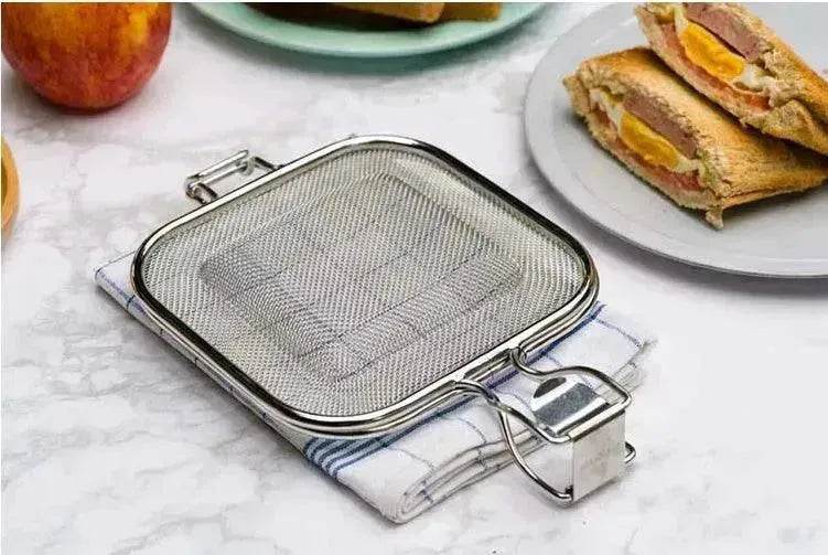 Sandwich BBQ Grill Sandwich Oven Food Bread Stainless Steel Barbecue Net BBQ Grill Breakfast Baking Tool - Velora