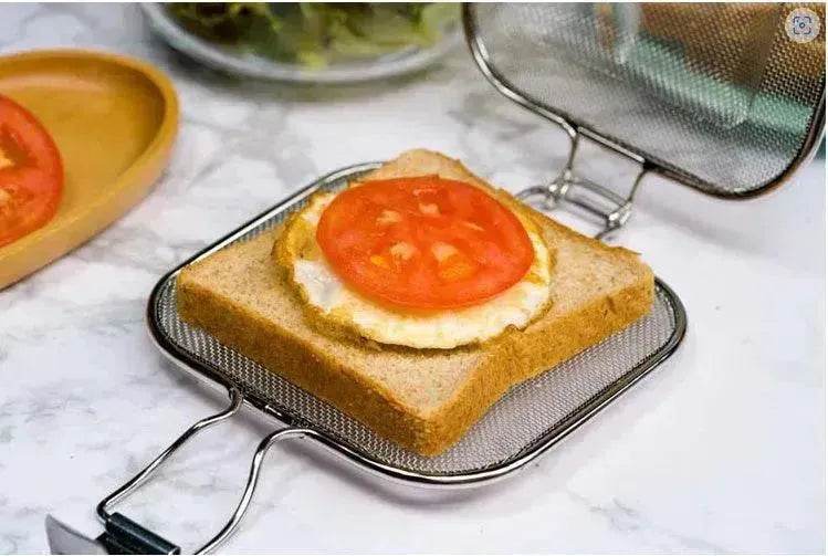 Sandwich BBQ Grill Sandwich Oven Food Bread Stainless Steel Barbecue Net BBQ Grill Breakfast Baking Tool - Velora