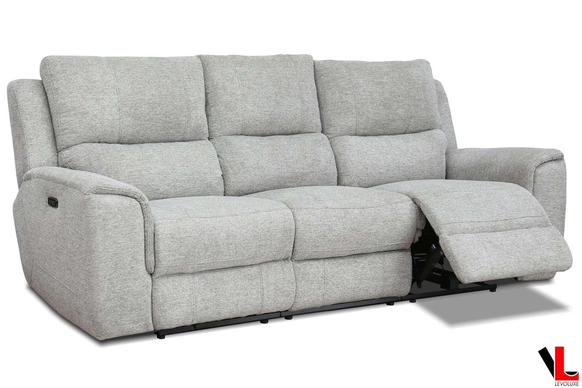 Sentinel 87.8" Power Reclining Sofa with Power Headrest in Tweed Ash Fabric - Velora Luxury Fashion