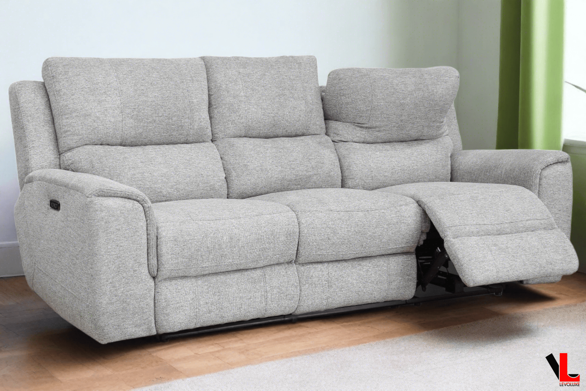Sentinel 87.8" Power Reclining Sofa with Power Headrest in Tweed Ash Fabric - Velora Luxury Fashion