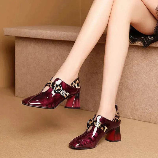 Single shoes women's high heels thick heel - Velora