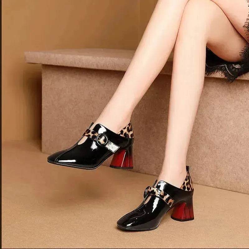 Single shoes women's high heels thick heel - Velora