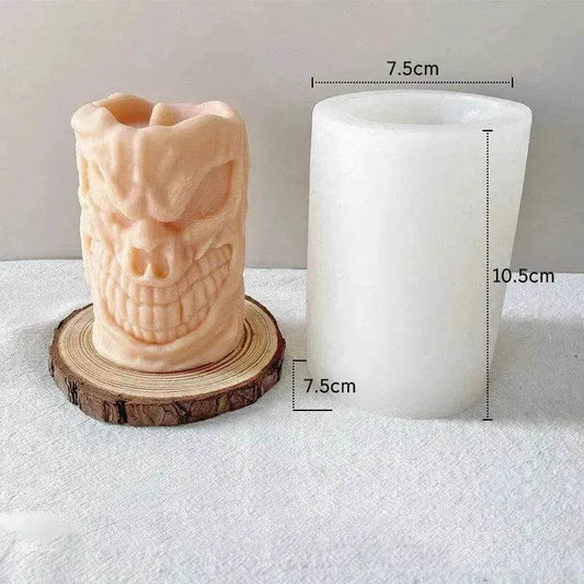 Skull Ornament Cylindrical Scented Candle Mould - Velora