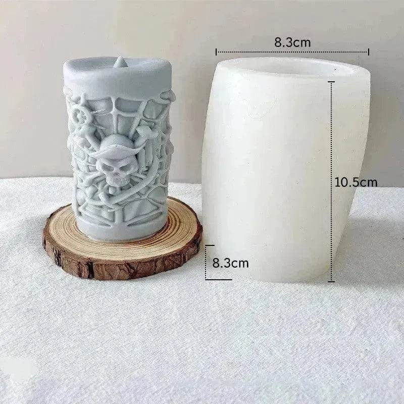 Skull Ornament Cylindrical Scented Candle Mould - Velora