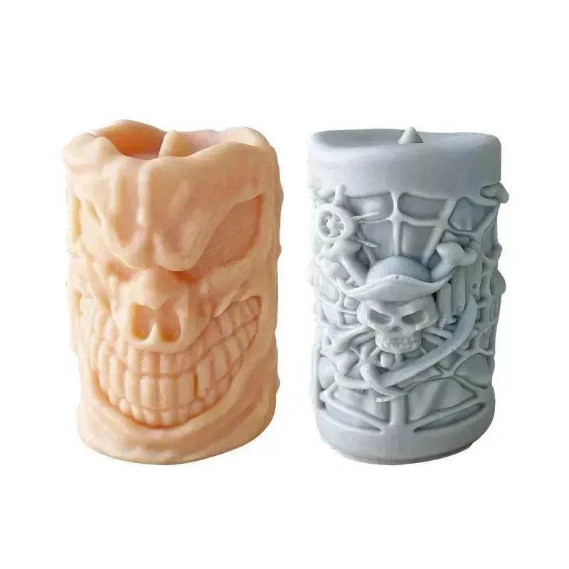 Skull Ornament Cylindrical Scented Candle Mould - Velora