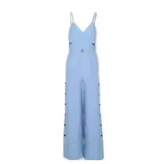 SLeeveless Hollow-out Camisole High Waist Slim Solid Color Jumpsuit - Velora