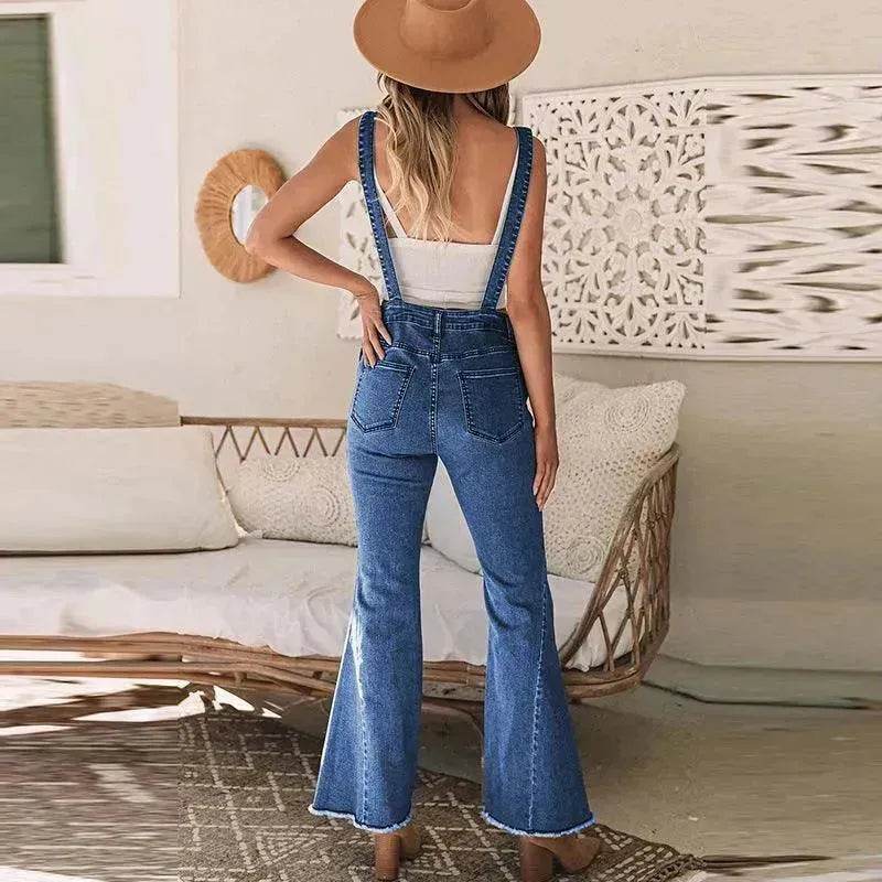 Sleeveless Jumpsuit All-match Multi-pocket Flared Pants - Velora