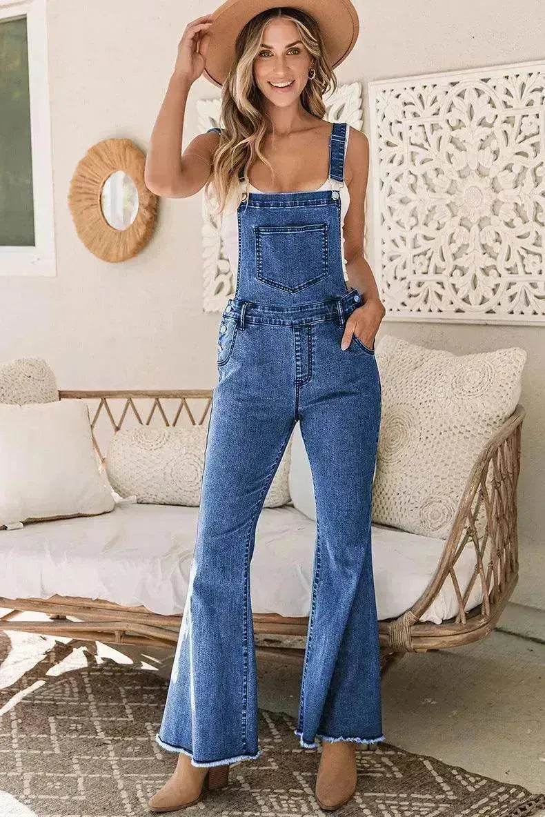 Sleeveless Jumpsuit All-match Multi-pocket Flared Pants - Velora