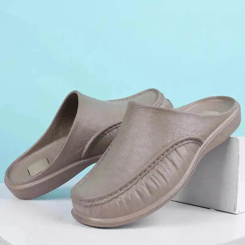 Slippers Men's Summer Leather Word Casual Tide Sandals Men's Non-slip Leather New Sandals Outer Wear Large Size Beach Shoes