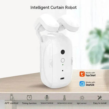 Smart Intelligent Curtain Opener Robot Motor BT Voice Control Switch Electric Curtain Robot APP Control Timer Setup Compatible with Home for Roman Rod