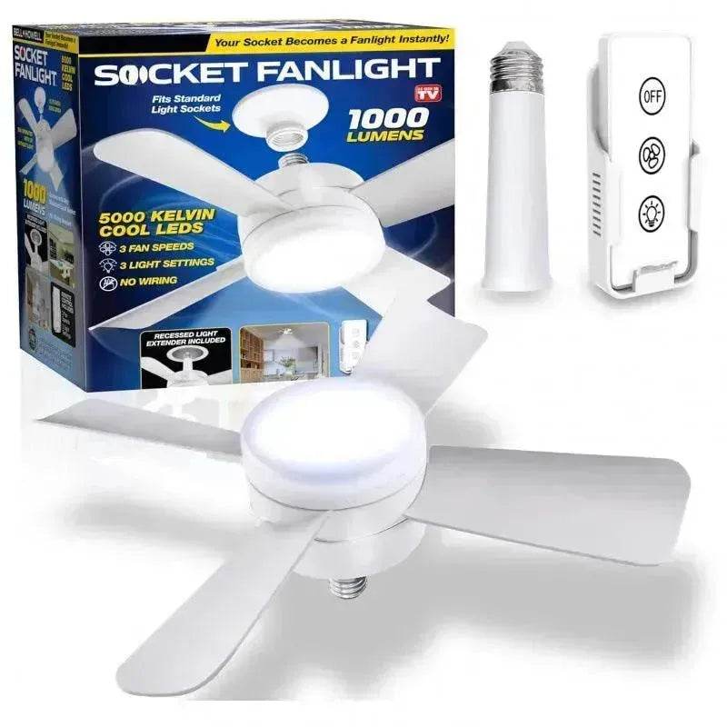 Smart Socket Light Fan With Remote Adjustable Screw Mouth Intelligent Remote Control Integrated LED Fan Light - Velora