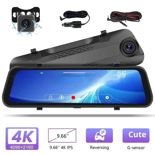 Smart Streaming Media Touch HD Built-in Front HD Resolution Rear Mirror LCD Screen Camera - Velora