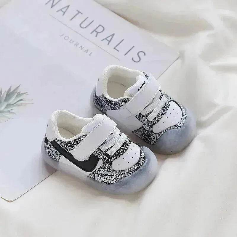 Solid Color Boys And Girls Toddler Soft Bottom Kids White Shoes - Velora