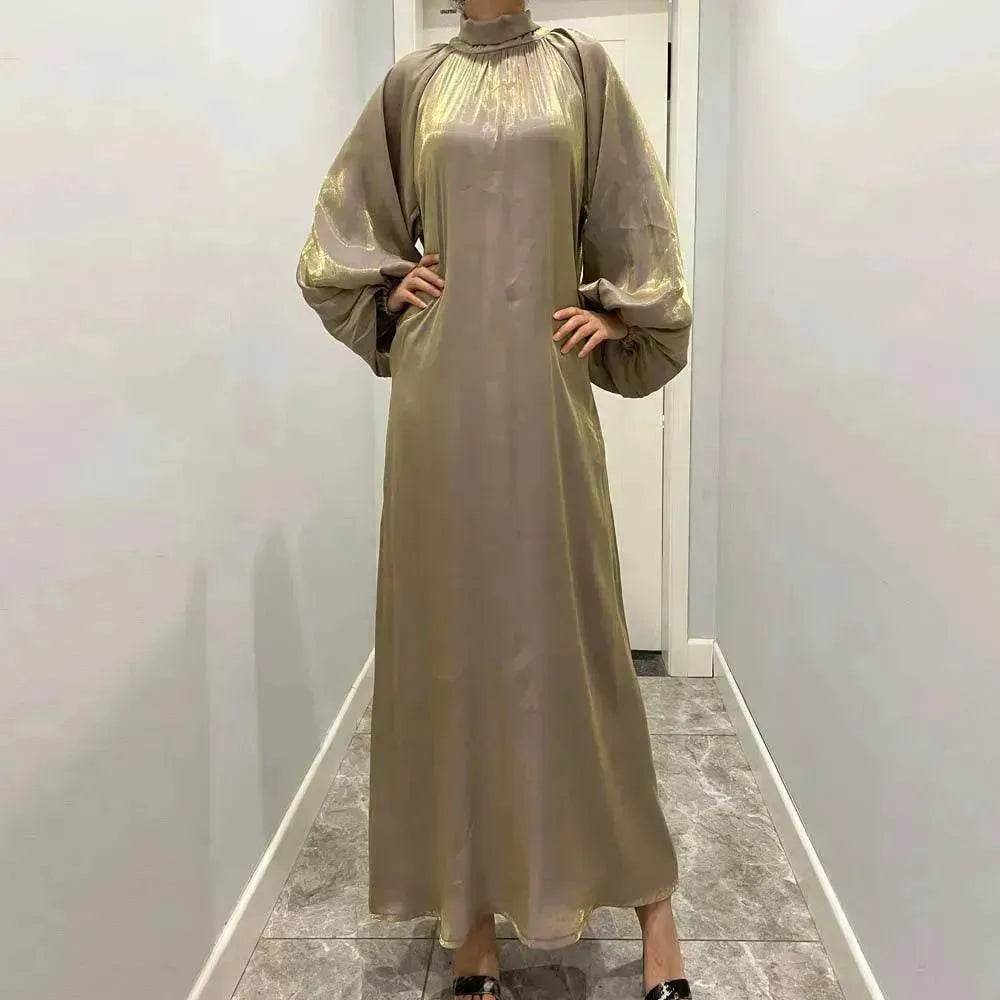 Solid Color Long Sleeve Abaya Dress for Middle East Arab Dubai Turkey Women - Velora
