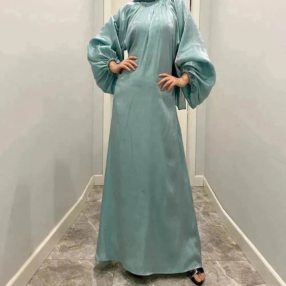 Solid Color Long Sleeve Abaya Dress for Middle East Arab Dubai Turkey Women - Velora