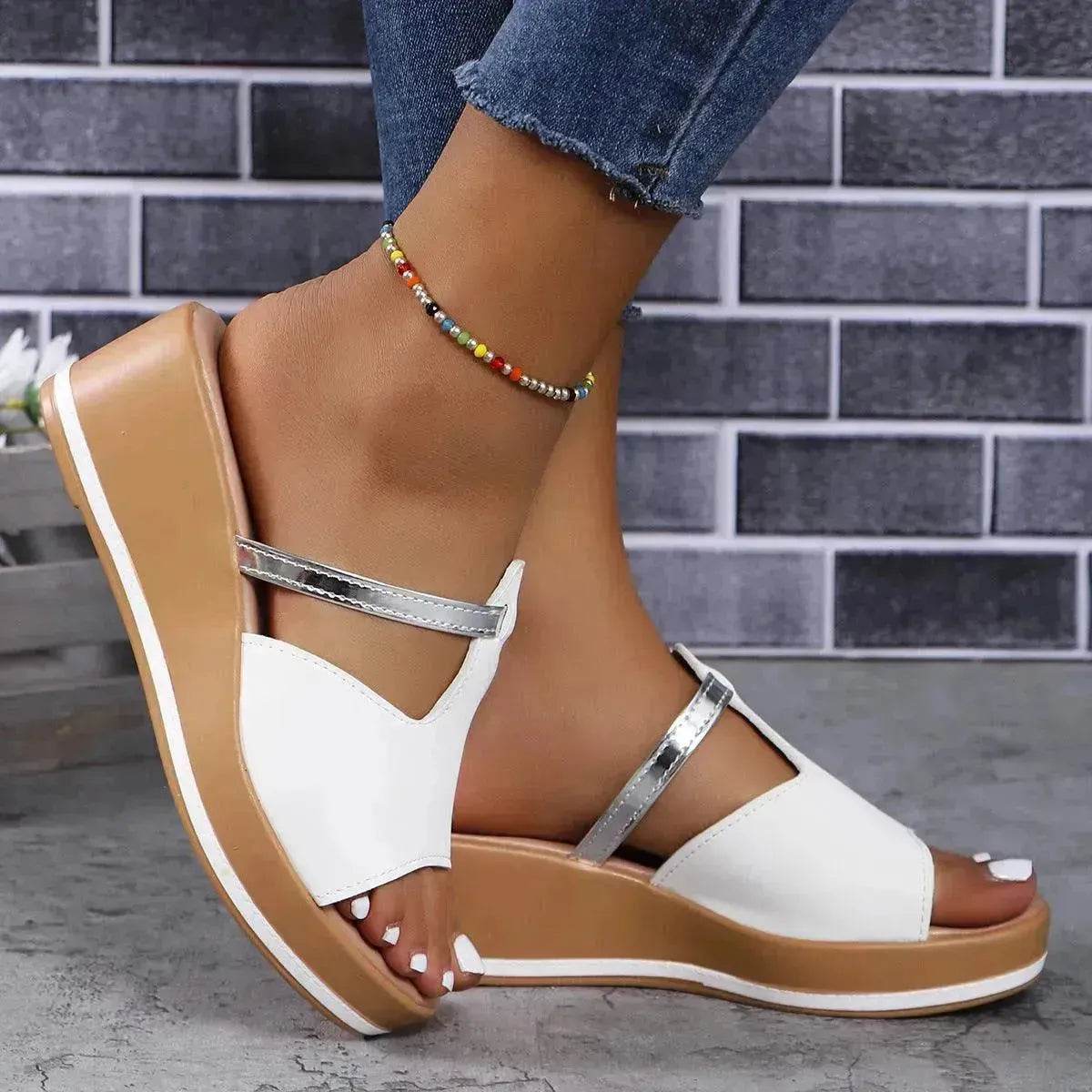 Summer Peep-toe Wedges Sandals Casual Thick Sole Heightening Slippers Fashion Outdoor Slides Shoes Women - Velora