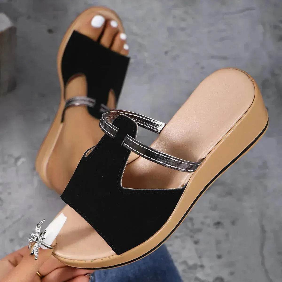 Summer Peep-toe Wedges Sandals Casual Thick Sole Heightening Slippers Fashion Outdoor Slides Shoes Women - Velora