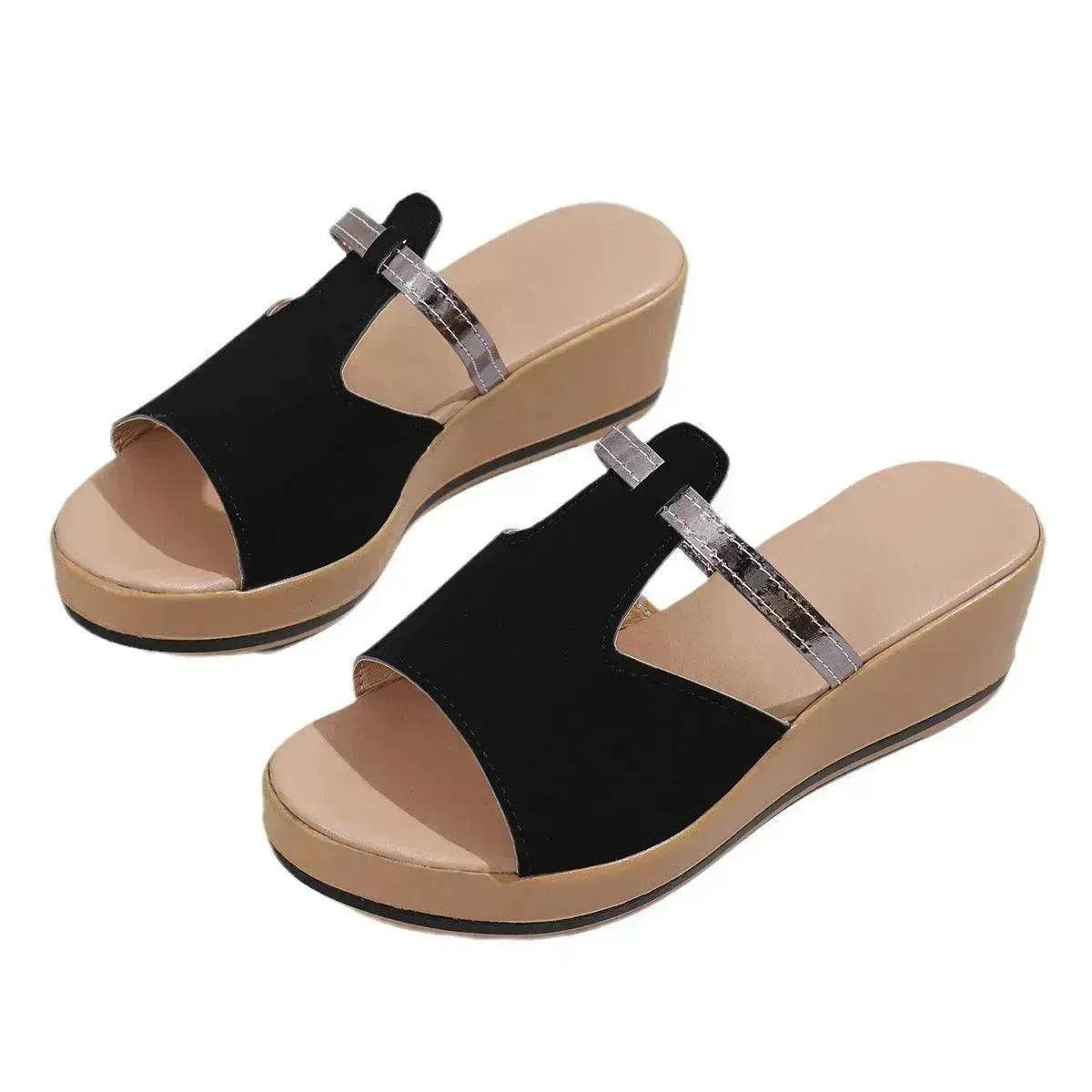 Summer Peep-toe Wedges Sandals Casual Thick Sole Heightening Slippers Fashion Outdoor Slides Shoes Women - Velora
