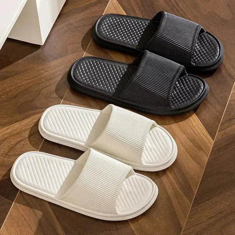 Summer Slipper Indoor House Shoes For Men Women Couples Solid Color Rhombus Striped Non-slip Bathroom Slippers - Velora