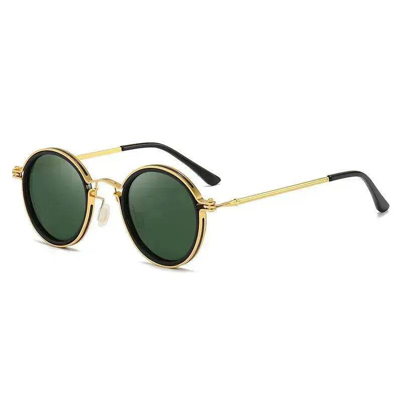 Sunscreen Retro Style Round Frame Metal Sunglasses - Velora