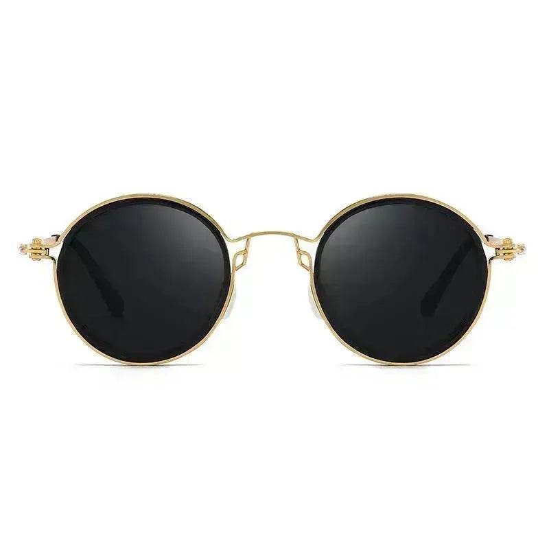 Sunscreen Retro Style Round Frame Metal Sunglasses - Velora