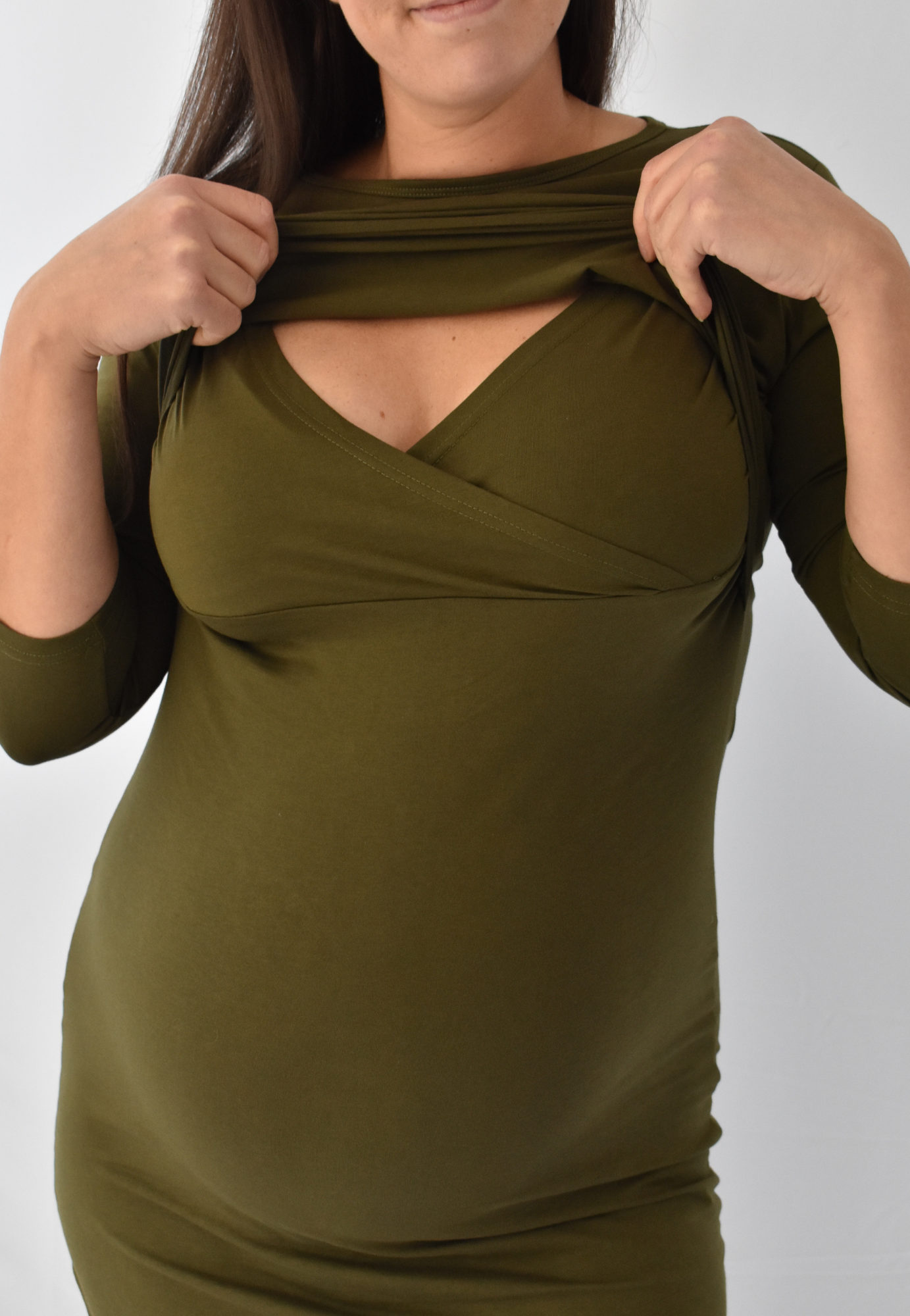 Taryn 3/4 Sleeve Maternity and Nursing Dress - Velora Luxury Fashion