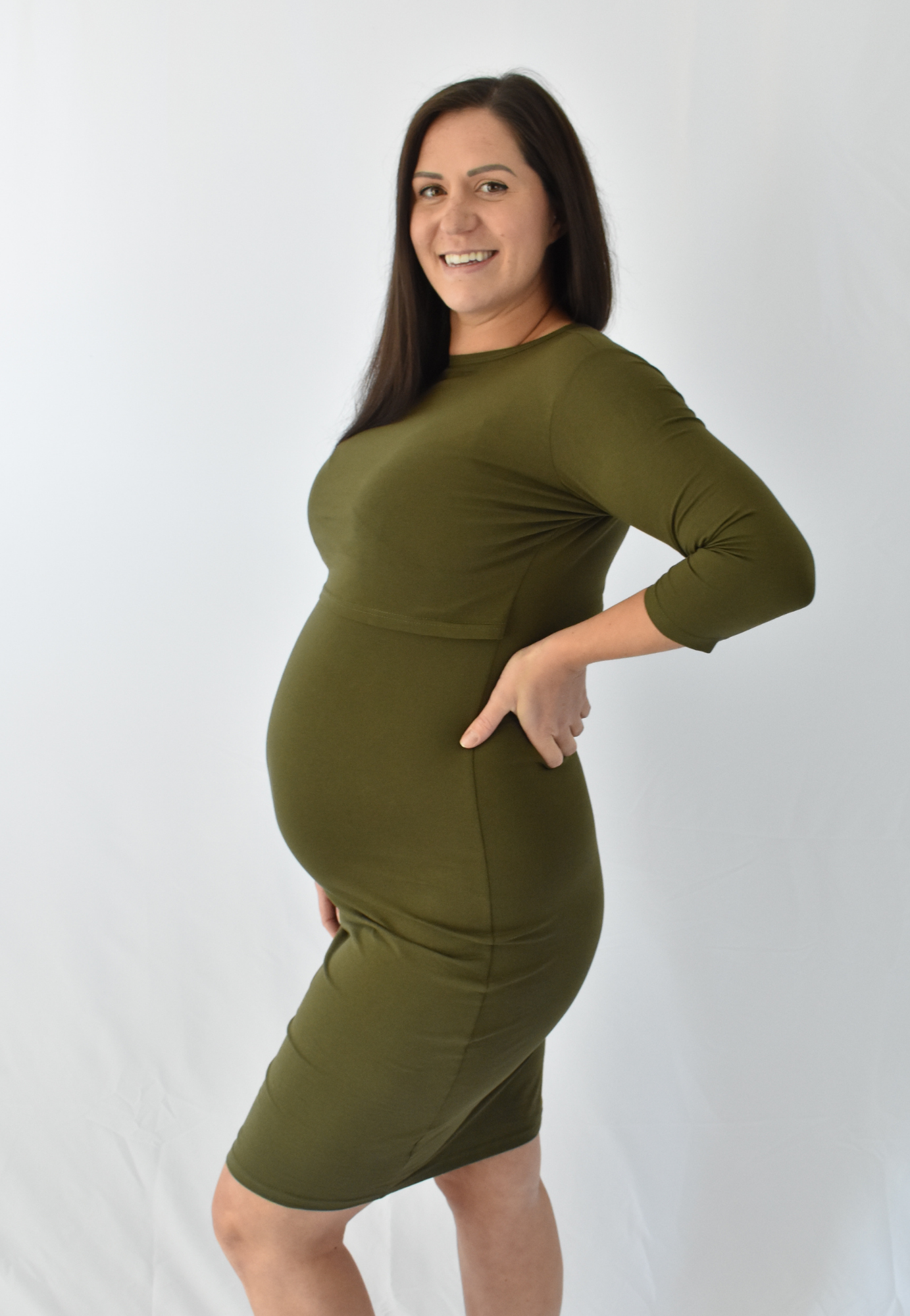 Taryn 3/4 Sleeve Maternity and Nursing Dress - Velora Luxury Fashion