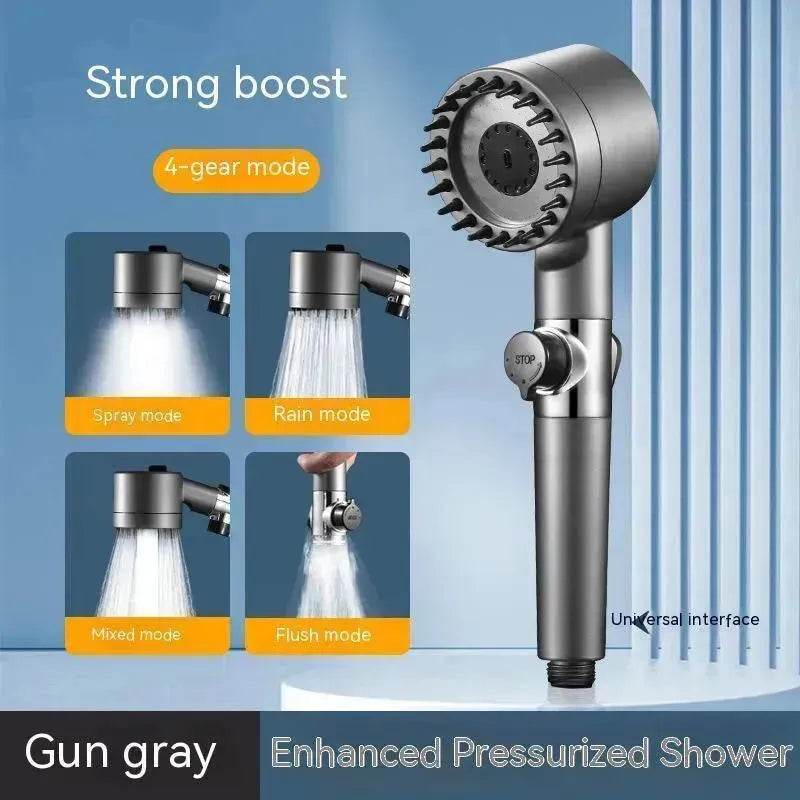 The Third Gear Adjustable Strong Supercharged Shower Head Household Bath Shower Hose Shower Head - Velora