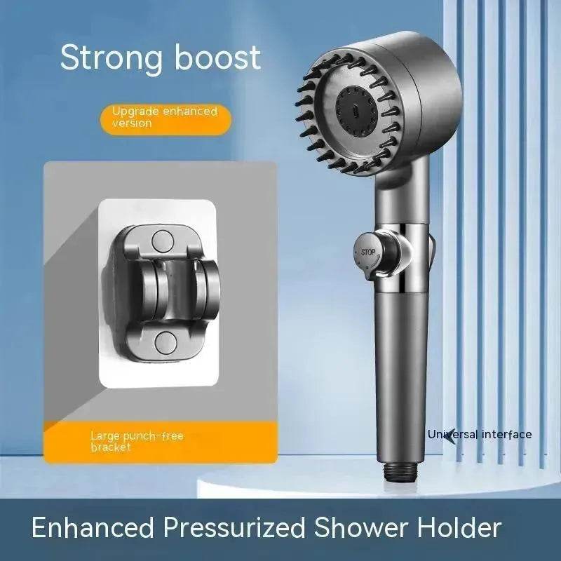 The Third Gear Adjustable Strong Supercharged Shower Head Household Bath Shower Hose Shower Head - Velora