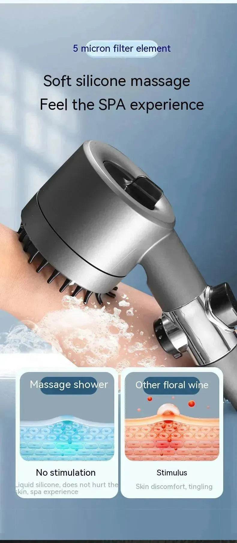 The Third Gear Adjustable Strong Supercharged Shower Head Household Bath Shower Hose Shower Head - Velora