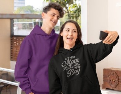 This Mom Loves Her Boy Rhinestone Shirt – Proud Boy Mom Sparkle Bling Tee | Blingdazzel