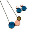 Three Circle Necklace in Denim Blue, Dusty Pink & Grey - Velora Luxury Fashion