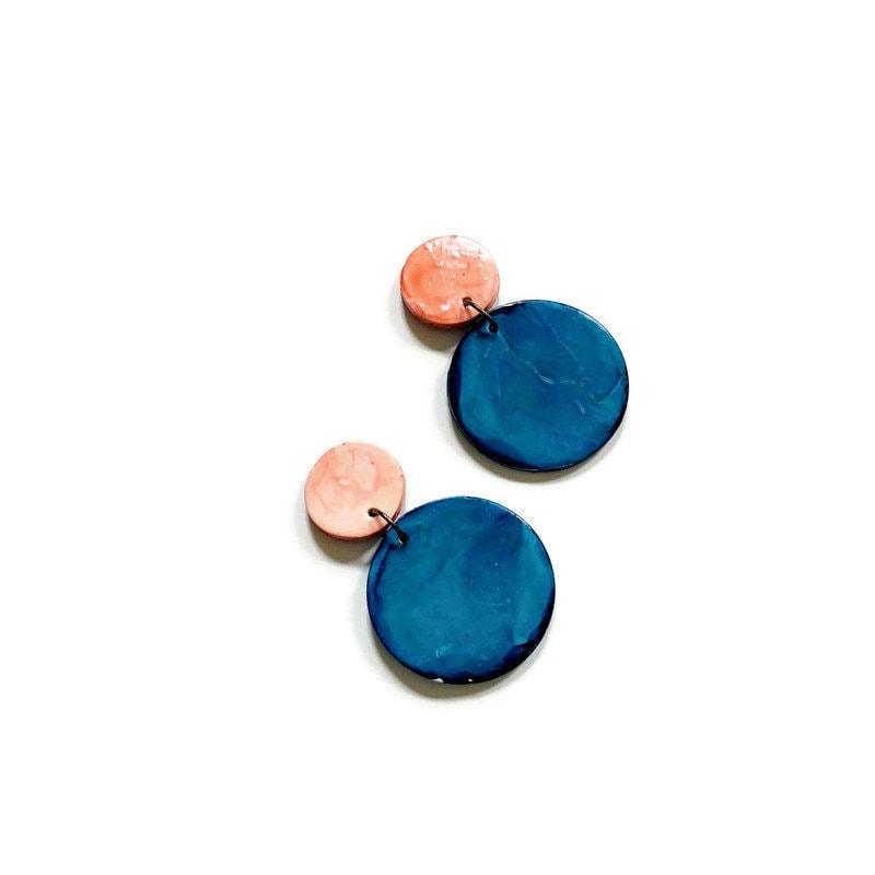 Three Circle Necklace in Denim Blue, Dusty Pink & Grey - Velora Luxury Fashion