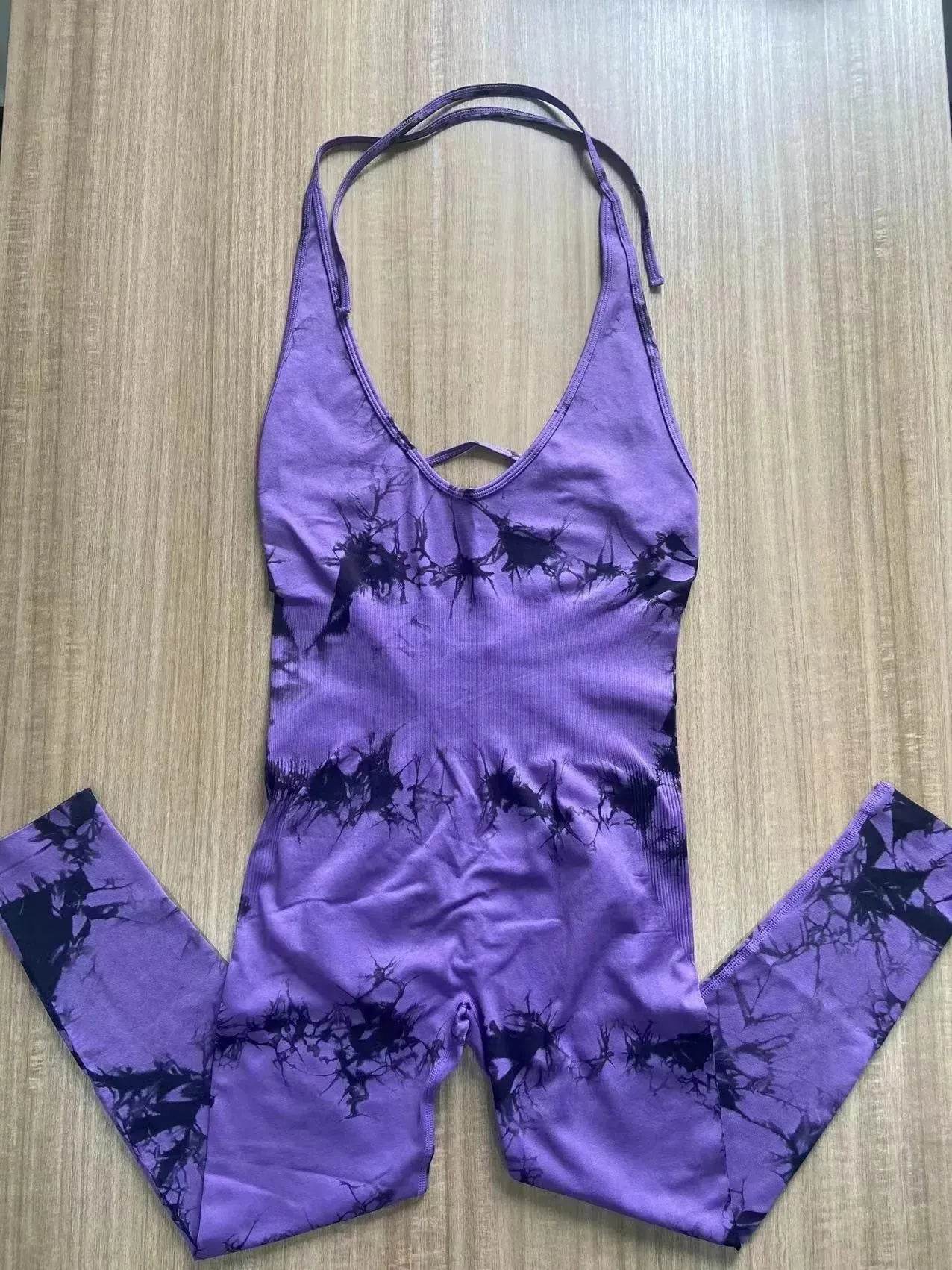 Tie-dyed Yoga Clothes Women's Peach Hip Raise Jumpsuit - Velora