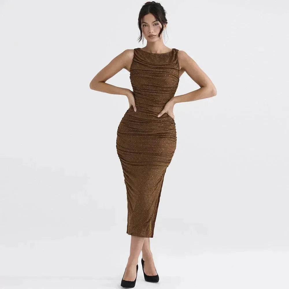 Tight Side Slit Pleated Party Party Dress Women - Velora