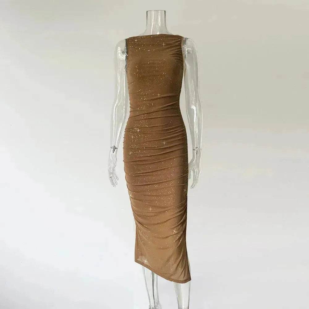 Tight Side Slit Pleated Party Party Dress Women - Velora