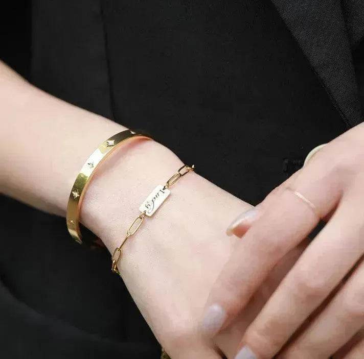 Titanium Steel Plated 18K Gold Star Bracelet for Women Gold Bracelet - Velora