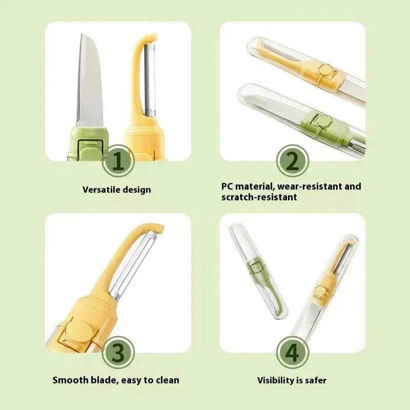 Two-in-one Portable Home Folding Double Head Fruit Knife Peeler - Velora